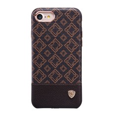 NILLKIN Oger Lattice Leather Coated Hard Case priekš Apple iPhone 7 / 8 / SE2 (2020) / SE3 (2022) - Brūns - ādas aizmugures apvalks / bampers-vāciņš