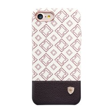 NILLKIN Oger Lattice Leather Coated Hard Case priekš Apple iPhone 7 / 8 / SE2 (2020) / SE3 (2022) - Ivory White - ādas aizmugures apvalks / bampers-vāciņš