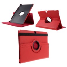Litchi Skin Leather Case with 360 Degree Rotating Stand for Huawei MediaPad M2 10 (M2-A01W / M2-A01L) 10.1-inch - Red - sāniski atverams maciņš ar stendu (ādas maks, grāmatiņa, leather book wallet case cover stand)