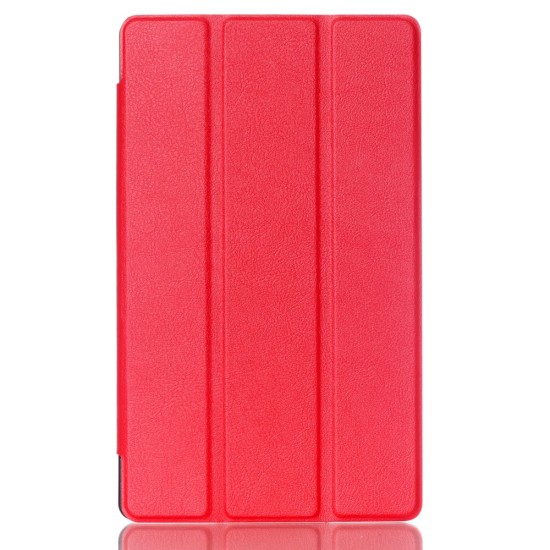 Tri-fold Stand PU Smart Auto Wake/Sleep Leather Case priekš Asus ZenPad 8.0 (Z380C / Z380KL) - Red - sāniski atverams maciņš ar stendu