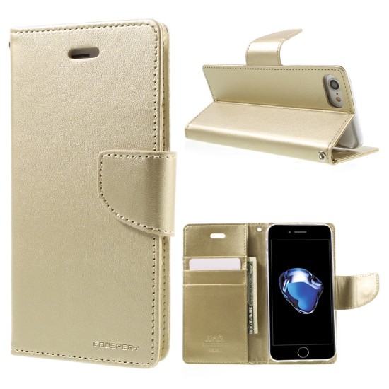 Mercury Bravo Flip Case priekš Sony Xperia XZ F8331 / F8332 - Zelts - sāniski atverams maciņš ar stendu (ādas grāmatveida maks, leather book wallet cover stand)