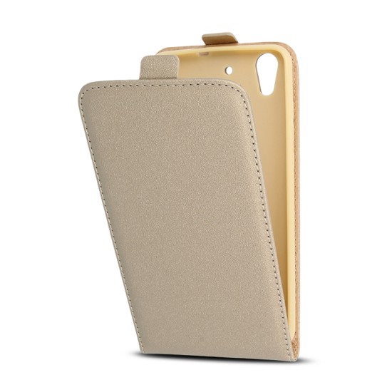 GreenGo Leather Case Plus New priekš Sony Xperia XA F3111 / F3112 - Zelts - vertikāli atverams maciņš (ādas telefona maks, leather book vertical flip case cover)