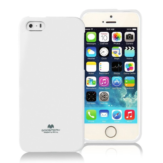 Mercury Jelly Case ar spīdumiem priekš Apple iPhone 4 / 4S - Balts - silikona aizmugures apvalks (bampers, vāciņš, slim TPU silicone case cover, bumper)