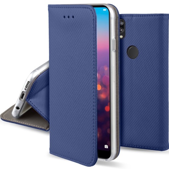 Smart Magnet Book Case priekš Huawei P9 Lite 2017 / P8 Lite 2017 / Honor 8 Lite - Tumši Zils - sāniski atverams maciņš ar stendu (ādas maks, grāmatiņa, leather book wallet case cover stand)
