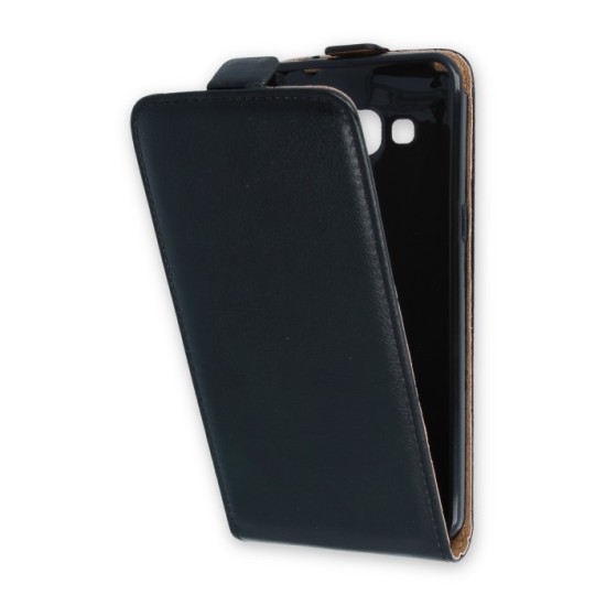 GreenGo Leather Case Plus New priekš Alcatel Pixi 4 4.0-inch 4034D - Melns - vertikāli atverams maciņš (ādas telefona maks, leather book vertical flip case cover)