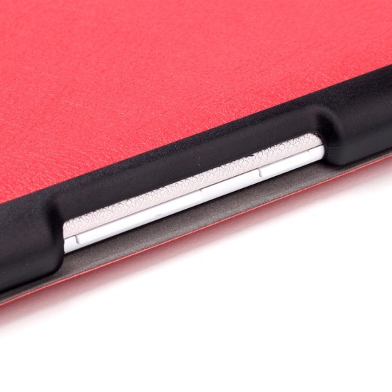 Tri-fold Stand PU Smart Auto Wake/Sleep Leather Case priekš Asus ZenPad 8.0 (Z380C / Z380KL) - Red - sāniski atverams maciņš ar stendu
