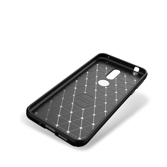 Beetle Series Carbon Fiber TPU Protection Phone Cover priekš Nokia 7.1 (2018) - Melns - triecienizturīgs silikona aizmugures apvalks (bampers, vāciņš, slim TPU silicone case shell cover, bumper)