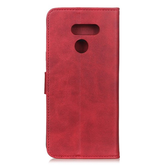 Matte Skin PU Leather Wallet Stand Book Case priekš LG K40s X430 - Sarkans - sāniski atverams maciņš ar stendu