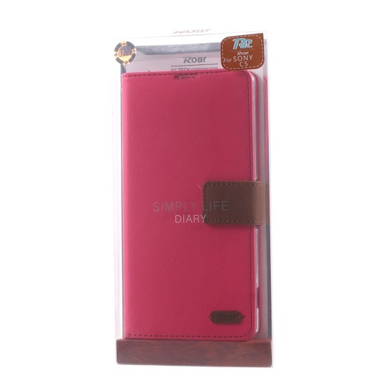 RoarKorea Simply Life Diary Asus Zenfone 2 5.0-inch - Rozā - sāniski atverams maciņš ar stendu (ādas maks, grāmatiņa, leather book wallet case cover stand)