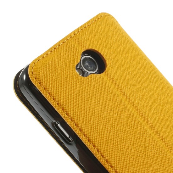 RoarKorea Fancy Diary View LG Optimus L70 D320 / L65 D280 Wake/Sleep - Dzeltens - sāniski atverams maciņš ar stendu un lodziņu (ādas maks, grāmatiņa, leather book wallet case cover stand)