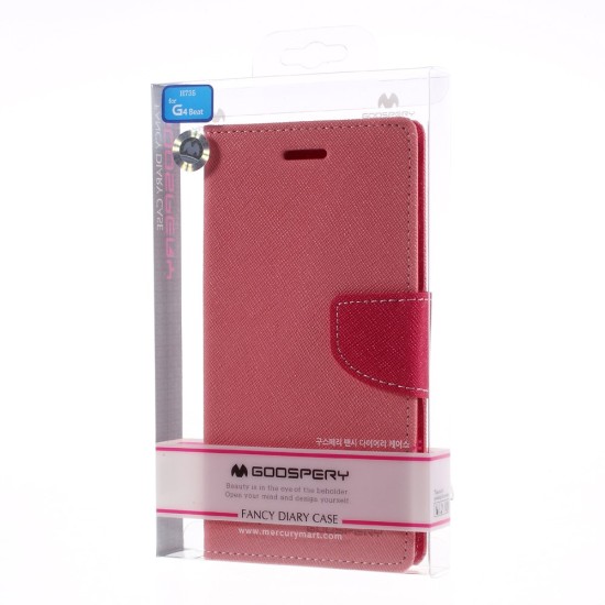 MERCURY GOOSPERY PU Leather Wallet Cover for LG G4 Beat / G4S H735 - Pink - sāniski atverams maciņš ar stendu (ādas maks, grāmatiņa, leather book wallet case cover stand)