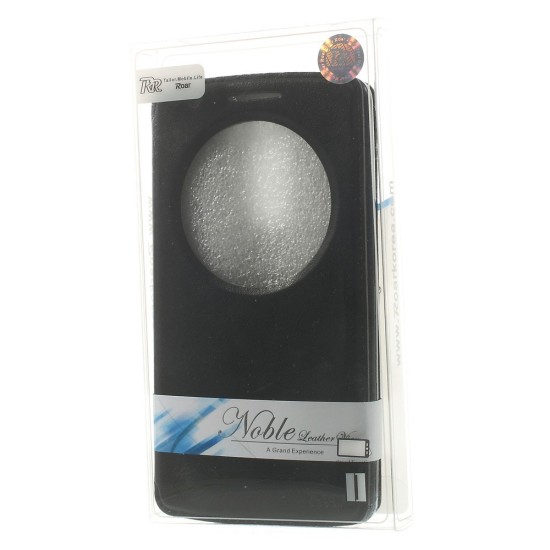 RoarKorea Noble View LG L Bello D331 Wake/Sleep - Melns - sāniski atverams maciņš ar stendu un lodziņu (ādas maks, grāmatiņa, leather book wallet case cover stand)