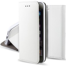 Smart Magnet Book Case priekš Huawei P9 Lite 2017 / P8 Lite 2017 / Honor 8 Lite - Balts - sāniski atverams maciņš ar stendu (ādas maks, grāmatiņa, leather book wallet case cover stand)