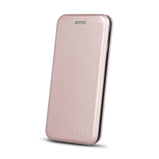 Beeyo Book Diva priekš Huawei Y5 II (Y5 2) / Y6 II (Y6 2) Compact - Rozā Zelts - sāniski atverams maciņš ar stendu (ādas maks, grāmatiņa, leather book wallet case cover stand)