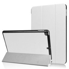 Tri-fold Stand PU Smart Auto Wake/Sleep Leather Case priekš Apple iPad 9.7 2017 / 2018 - Balts - sāniski atverams maciņš ar stendu