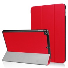 Tri-fold Stand PU Smart Auto Wake/Sleep Leather Case priekš Apple iPad 9.7 2017 / 2018 - Sarkans - sāniski atverams maciņš ar stendu