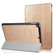 Tri-fold Stand PU Smart Auto Wake/Sleep Leather Case priekš Apple iPad 9.7 2017 / 2018 - Zelts - sāniski atverams maciņš ar stendu