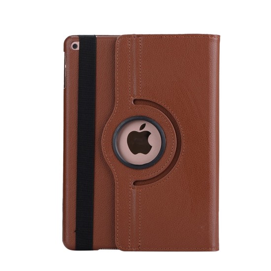 Lychee Texture PU Leather 360 Degree Rotary Stand Cover priekš Apple iPad 9.7 2017 / 2018 - Brown - sāniski atverams maciņš ar stendu (ādas maks, grāmatiņa, leather book wallet case cover stand)