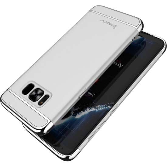 IPAKY 3-In-1 Electroplating PC Hard Back Cover for Samsung Galaxy S8 G950 - Silver - plastikas aizmugures apvalks (bampers, vāciņš, PU back cover, bumper shell)