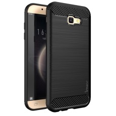 IPAKY Brushed TPU Drop-proof Case for Samsung Galaxy A3 (2017) A320 with Carbon Fiber Decorated - Black - Triecienizturīgs silikona aizmugures apvalks (bampers, vāciņš, slim TPU silicone case shell cover, bumper)