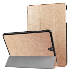 Tri-fold Stand PU Leather Case priekš Samsung Galaxy Tab S3 9.7-inch T820 / T825 - Gold - sāniski atverams maciņš ar stendu