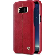 NILLKIN Englon Textured Leather Skin Hard Back Case priekš Samsung Galaxy S8 G950 - Sarkans - ādas aizmugures apvalks (bampers, vāciņš, leather cover, bumper)