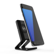 W001 5W Qi Wireless Charging Pad Stand - Black - Universāls induktīvs bezvadu USB lādētājs paliktnis