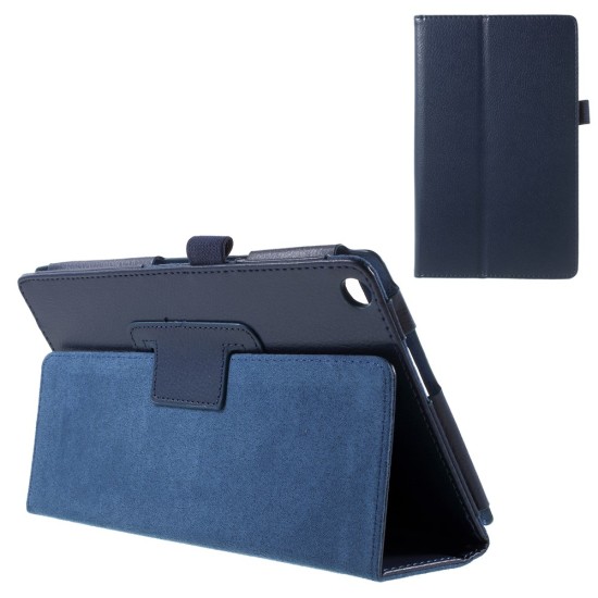Lychee Texture Stand Leather Cover for Asus ZenPad 8.0 (Z380C / Z380KL) - Dark Blue - sāniski atverams maciņš ar stendu (ādas maks, grāmatiņa, leather book wallet case cover stand)