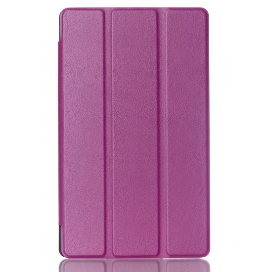 Tri-fold Stand PU Smart Auto Wake/Sleep Leather Case priekš Asus ZenPad 8.0 (Z380C / Z380KL) - Purple - sāniski atverams maciņš ar stendu
