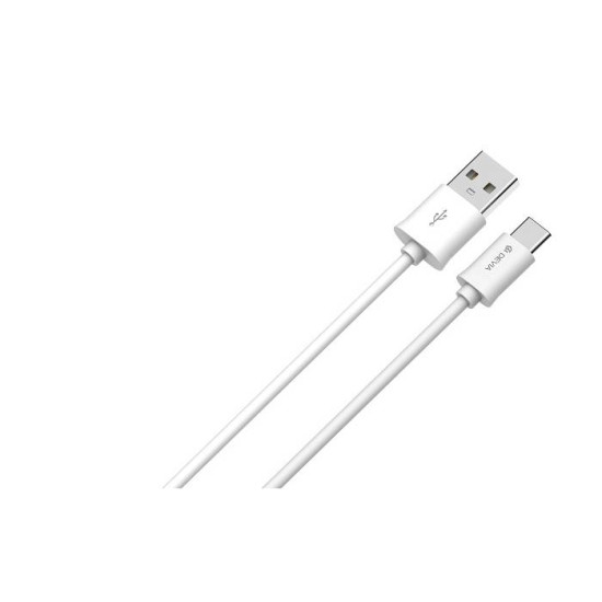 Devia 1M Smart 2.1A USB to Type-C cable - Balts - USB-C lādēšanas un datu kabelis / vads