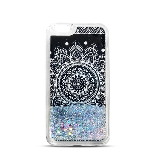 Liqiud TPU Glitter Mandala Back Case priekš Samsung Galaxy J3 (2017) J330 - Melns - silikona / plastikāta aizmugures apvalks (bampers, vāciņš, cover, bumper)