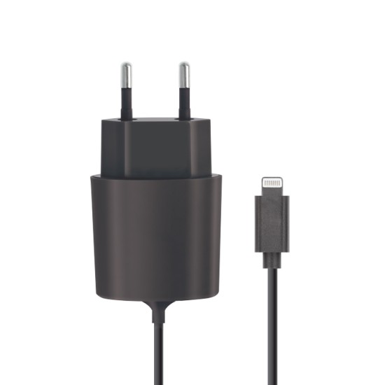 Forever Lightning 1,2m travel charger 2,1A iPad / iPhone Tīkla lādētājs ar vadu - Melns - Apple tīkla lādētājs