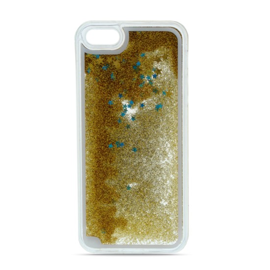 Liqiud TPU Glitter Back Case priekš Samsung Galaxy J3 (2017) J330 - Zelts - silikona / plastikāta aizmugures apvalks (bampers, vāciņš, cover, bumper)
