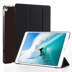 Tri-fold Stand PU Smart Auto Wake/Sleep Leather Case priekš Apple iPad Pro 10.5 (2017) / Air 3 10.5 (2019) - Melns - sāniski atverams maciņš ar stendu