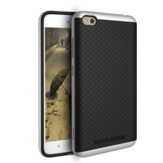 IPAKY 2-Piece PC Frame and TPU Phone Case for Xiaomi Redmi 4A - Silver - silikona ar plastikas rāmi aizmugures apvalks (bampers, vāciņš, TPU silicone cover, bumper shell)