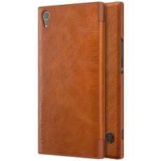 NILLKIN Qin Series Card Slot Flip Leather Mobile Shell priekš Sony Xperia XA1 Ultra G3212 / G3221 - Brūns - sāniski atverams maciņš (ādas maks, grāmatiņa, leather book wallet case cover)