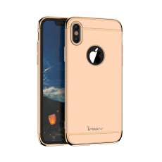 IPAKY 3-In-1 Electroplating PC Hard Back Cover priekš Apple iPhone X / XS - Zelts - plastikas aizmugures apvalks (bampers, vāciņš, PU back cover, bumper shell)
