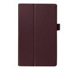 Litchi Grain Protective Leather Case for Lenovo Tab 2 A8-50 / Tab 3 A8-50 / TB3-850M - Brown - sāniski atverams maciņš ar stendu (ādas maks, grāmatiņa, leather book wallet case cover stand)