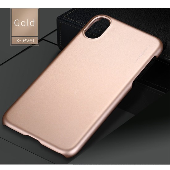 X-LEVEL Metallic Slim PC Hard Phone Case for Apple iPhone X / XS - Gold - plastikas aizmugures apvalks (bampers, vāciņš, PU back cover, bumper shell)