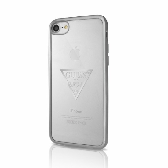 Guess Triangle series GUHCP7TRTLSI для Apple iPhone 6 / 6S / 7 / 8 / SE2 (2020) / SE3 (2022) - Серебристый - силиконовый чехол-накладка / бампер-крышка