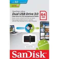 Sandisk Pendrive Ultra Dual Drive 64GB USB 3.0 mico USB Flash Atmiņa
