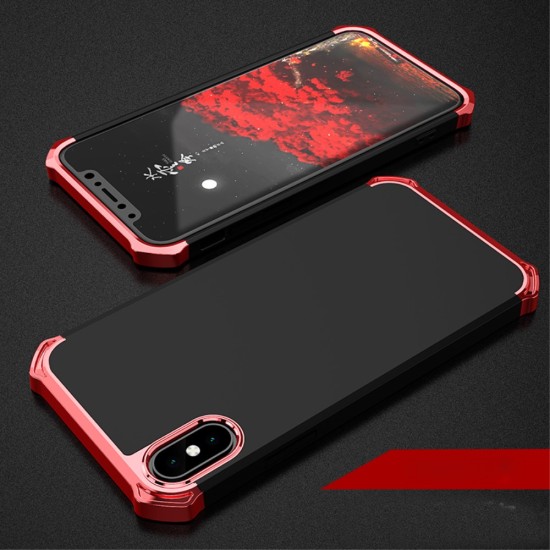 Kylin Series Detachable 3-in-1 Anodizing Process Plastic Hard Phone Case priekš Apple iPhone X / XS - Melns / Sarkans - plastikas aizmugures apvalks (bampers, vāciņš, PU back cover, bumper shell)