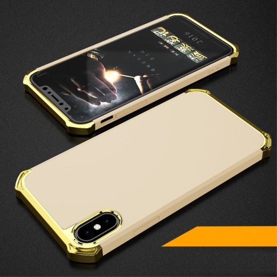 Kylin Series Detachable 3-in-1 Anodizing Process Plastic Hard Phone Case priekš Apple iPhone X / XS - Beige / Gold - plastikas aizmugures apvalks (bampers, vāciņš, PU back cover, bumper shell)