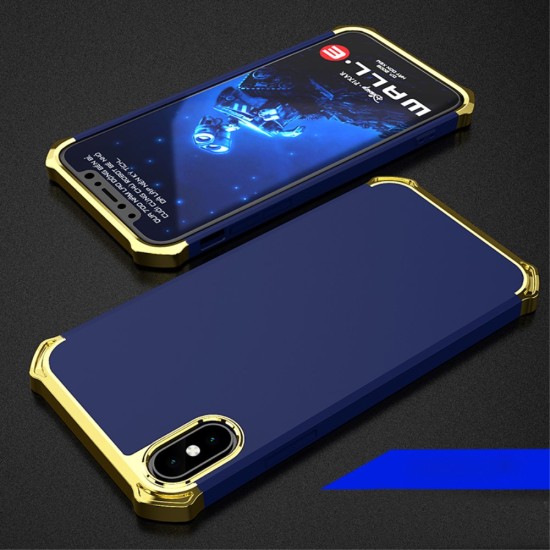 Kylin Series Detachable 3-in-1 Anodizing Process Plastic Hard Phone Case priekš Apple iPhone X / XS - Zils / Zelts - plastikas aizmugures apvalks (bampers, vāciņš, PU back cover, bumper shell)