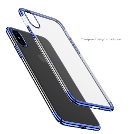 BASEUS Glitter Series Plating PC Hard Case priekš Apple iPhone X / XS - Zils - plastikas aizmugures apvalks (bampers, vāciņš, PU back cover, bumper shell)