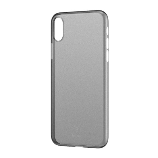 BASEUS Ultra Thin Matte PP Phone Case priekš Apple iPhone X / XS - Transparent Black - matēts plastikas aizmugures apvalks (bampers, vāciņš, slim TPU silicone case cover, bumper)