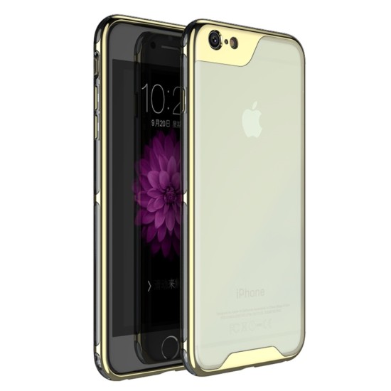 IPAKY Yuyan Series Plated PC Frame Clear TPU Back Case priekš Apple iPhone 6 Plus / 6S Plus - Zelts - silikona ar plastikas rāmi aizmugures apvalks (bampers, vāciņš, TPU silicone cover, bumper shell)