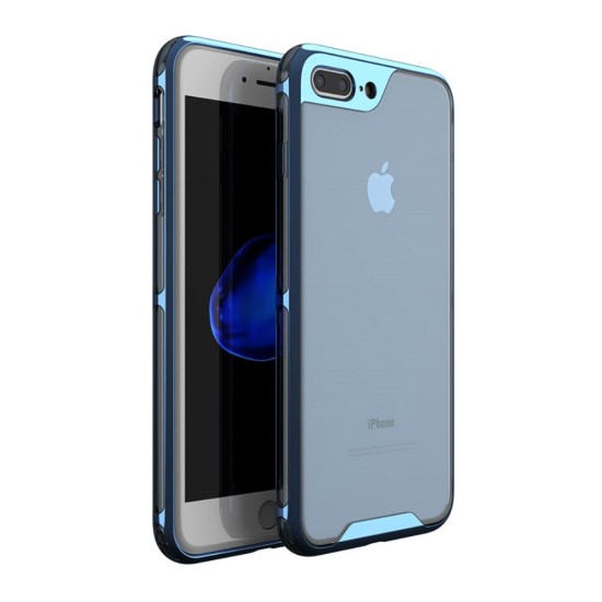 IPAKY Yuyan Series Plated PC Frame Clear TPU Back Case priekš Apple iPhone 7 Plus / 8 Plus - Zils - silikona ar plastikas rāmi aizmugures apvalks (bampers, vāciņš, TPU silicone cover, bumper shell)