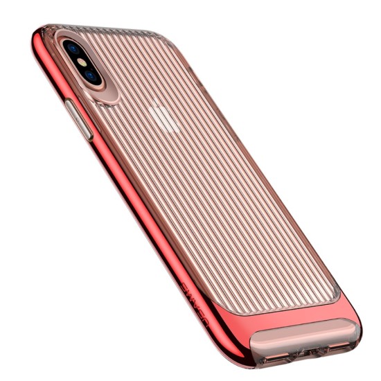 USAMS Senior Series Wave Texture TPUPC Phone Case for Apple iPhone X / XS - Red - silikona ar plastikas rāmi aizmugures apvalks (bampers, vāciņš, TPU silicone cover, bumper shell)