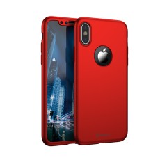 IPAKY Full Protection Hard Plastic Case priekš Apple iPhone X / XS - Sarkans - plastikas apvalks (bampers, vāciņš, PU back cover, bumper shell)